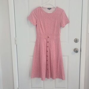 Berydress soft pink and white polka dot cotton a-line  midi dress size S